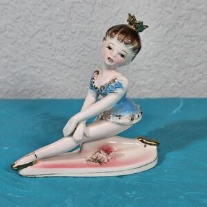 Vintage 1950s Ballerina Figurine-Hand Painted Porcelain-Gold Trim-Japan